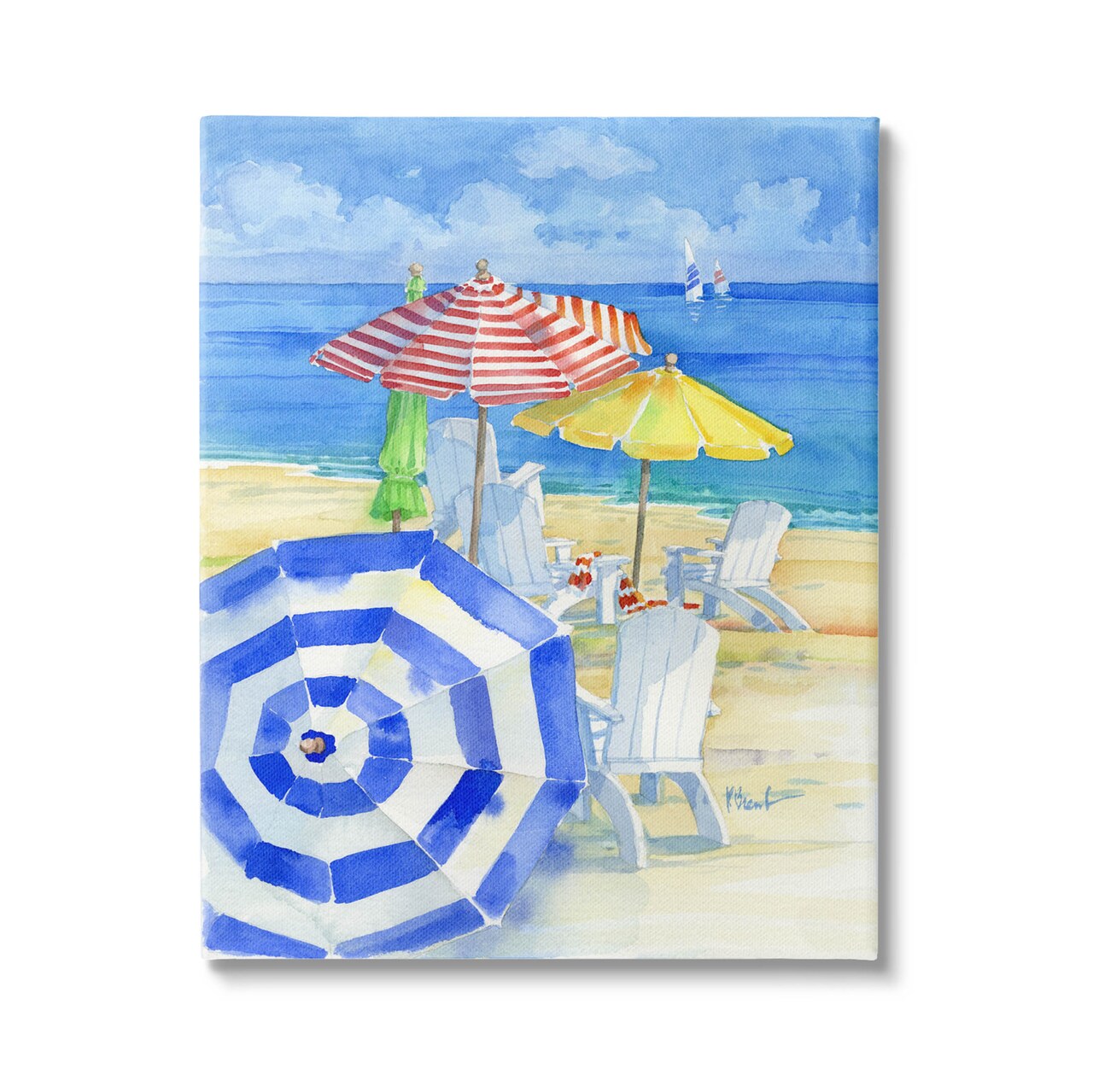Stupell Industries Summer Beach Coast Ocean Waves Canvas Wall Art